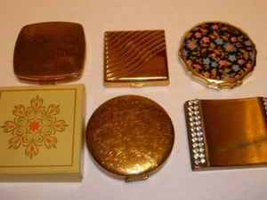 Vintage powder/mirror compact makeup rouge cases Estee Lauder, Melissa lot of 6 - Picture 1 of 14