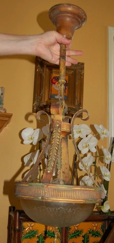 antique Victorian Edwardian chandelier hanging glass dome Hall Light Cover
