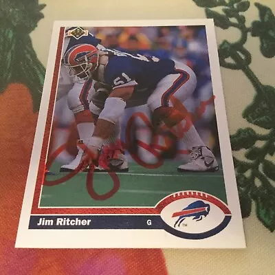 1991  UPPER DECK JIM RITCHER SIGNED FOOTBALL CARD BILLS NORTH CAROLINA ST. - Image 1 of 2