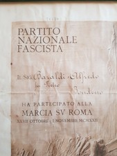 MARCIA SU ROMA. ATTESTATO DI PARTECIPAZIONE ALLA MARCIA SU ROMA + MEDAGLIA.