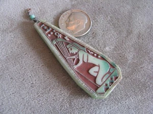 Vintage Czech Egyptian Revival Art Deco Glass Bead Pendant Lyre Musician - Picture 1 of 4