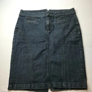 Lucky Brand Jean Denim Skirt Size 27 Women's Dark Blue Front Pockets Zip Fly - Picture 1 of 12
