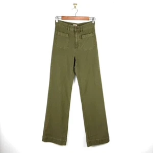 Faherty Stretch Terry Patch Pocket Flare Leg Pants Military Olive Sz 26 NWT - Picture 1 of 11