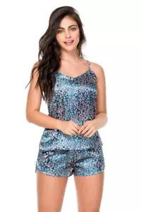 Womens Satin Pajamas 2 Piece Short Pajama Set | Silky PJs for Women by Lunachi - Picture 1 of 4