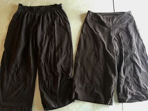 2 pair ladies YOGA LOUNGE CAPRI PANTS LOT brown STRETCHY fila shorts SMALL XS - Picture 1 of 5