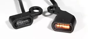 Mini LED Blinker Schwarz Lenkerarmatur f. Harley Softail 96-14, Dyna, Sportster - Picture 1 of 3