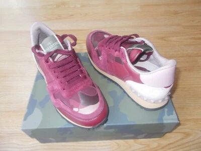 $795 Valentino Garavani Rockrunner Camuflado Zapatillas bajas Borgoña 35 EE. UU. 5 NUEVAS EN CAJA Foto 1 de 4