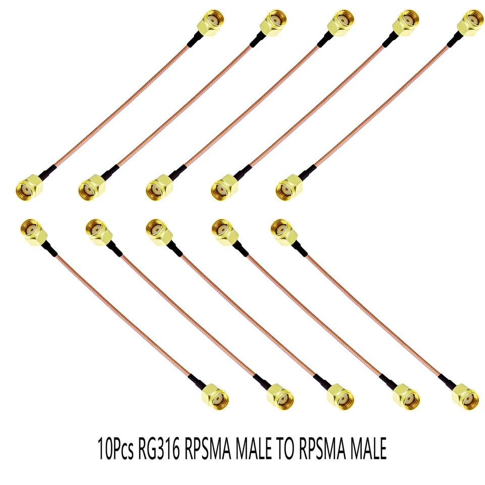 10X RPSMA male to RPSMA male Connector Lot RF coax Pigtail coaxial cable RG316 - Image 1 of 3