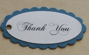 Vintage Teal/ivory gift tags, Pk-25. 3x5cm, All occasions - Picture 1 of 6