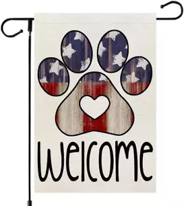 4Th of July Patriotic Garden Flag Paw Print 12X18 Inch Double Sided Independence - Picture 1 of 7