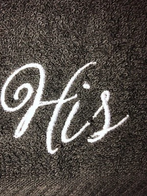 Toalla de mano de baño de algodón negro bordado HS1192 HIS  Foto 1 de 3