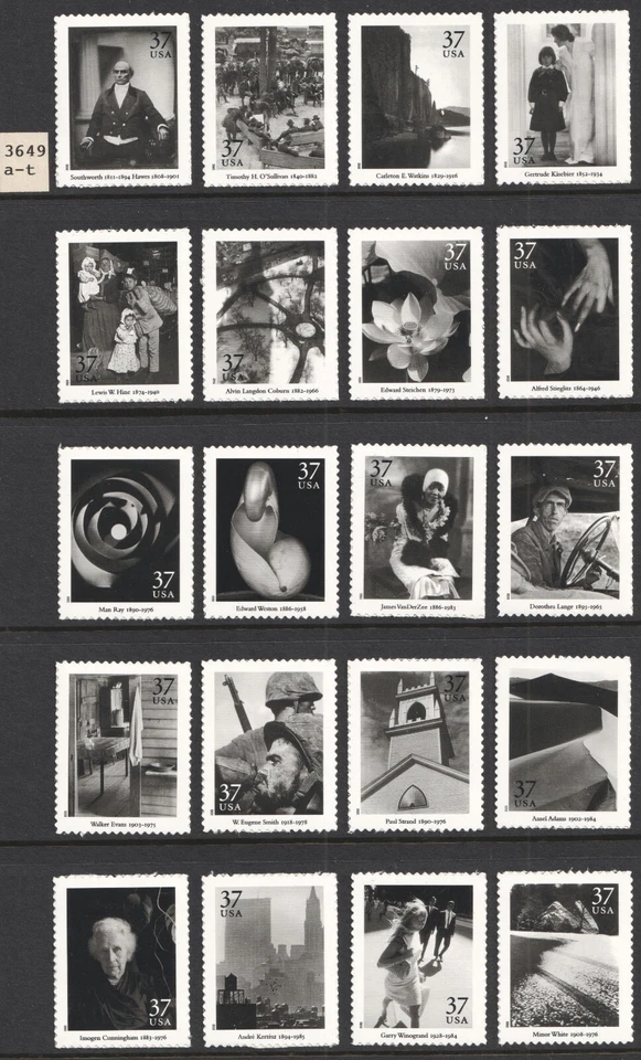 Masters of American Photography Set of 20 Mint NH Singles #3649 a-t Issued 2002 - Image 1 of 1