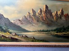 Vintage original acrylic paintings on canvas signed Mountain And Forest  48x24