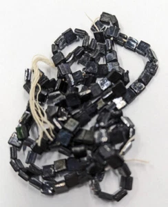 120 Piece Vintage Antique 1800s Black Glass Mourning Beads 1/6" Square Nailhead - Picture 1 of 5
