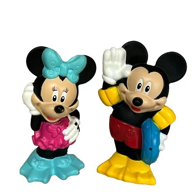 Disney Minnie Mouse y Mickey Mouse 5" Figura de Goma Baño Juguete Mattel 2014 Lote/2 Foto 1 de 4