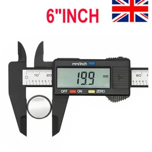 6'' LCD Digital Vernier Caliper Black Micrometer Measure Tool Gauge Ruler 150mm - Picture 1 of 10