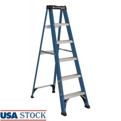 Escalera de fibra de vidrio no conductora 6 pies alcance 225 lb capacidad de carga seguridad nueva Foto 1 de 4