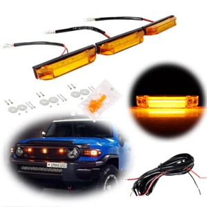 Kit de luces LED de rejilla central delantera con lente ámbar de 3 piezas para Toyota FJ Cruiser 2007-14 - Imagen 1 de 12