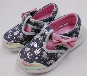 Athletic Works Girls Sneakers Multicolor Hook And Loop Casual Shoes Size 8 Kids - Picture 1 of 7