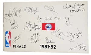 1981-82 76ers Team Signed-14 NBA TEAM FINALS poster Julius Erving, Bobby Jones - Picture 1 of 5