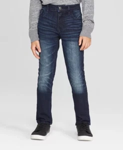 Boys' Stretch Skinny Fit Denim Jeans Cat & Jack Dark Blue size 8 Husky - Picture 1 of 4