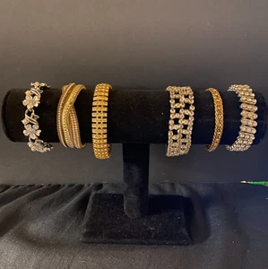 Vintage MCM Rhinestone Bracelet Lot Of 6 Art Deco & More Style Bracelets - Picture 1 of 8