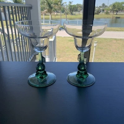 2 Vasos Margarita Cristal D'Arques Siesta Cactus Sleeping Man Tallo Verde  Foto 1 de 4