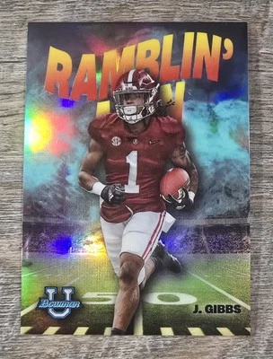 2022 Bowman University Chrome - "Ramblin' Man" #RM-5 Jahmyr Gibbs (RC) #'d /150 - Image 1 of 2