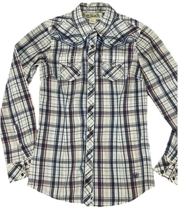 Camisa Ariat XS para mujer manga larga azul a cuadros broches de presión Western Rodeo bordada - Imagen 1 de 8