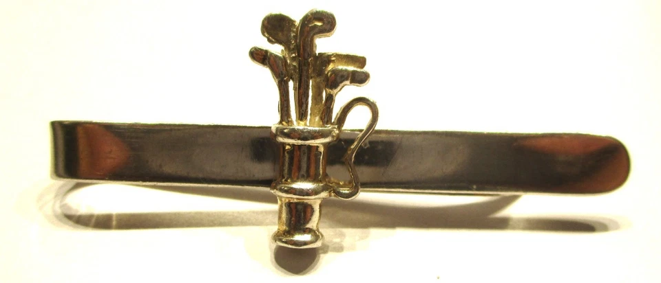 STERLING SILVER TIE SLIDE   GOLF BAG AND GOLF CLUBS DESIGN SUPERB GOLFING GIFT ! - Image 1 of 1