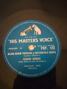 VAUGHAN MONROE BLACK DENIM TROUSERS AND MOTORCYCLE BOOTS 78RPM HMV POP. 122 - Picture 1 of 4