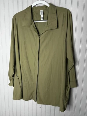 Marla Wynne TOP Mujer 1X Verde Botón a Presión Ligero Cuello Manga Larga Foto 1 de 4