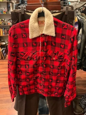 VERDADERA DE COLECCIÓN AÑOS 50/60 LEVI’S BIG E WINCHESTER ROJA Camisa a Cuadros Forrada Sherpa Talla S Foto 1 de 4
