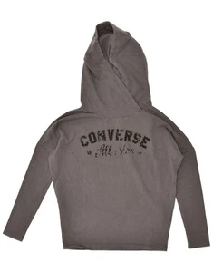 CONVERSE Womens Oversized Graphic Hoodie Jumper UK 6 XS Grey Cotton MV14 - Picture 1 of 3