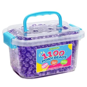 GAGANIU Pony Beads 1100+ Pcs – Glitter Purple Plastic Kandi Beads in Jar for - Picture 1 of 6