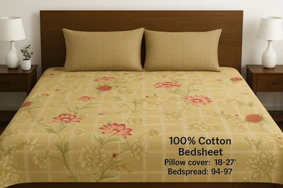 Floral Elegance on Cotton Bedding - Image 1 of 4