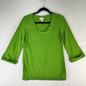 LOFT Kelly Green 3/4 Sleeve Pima Cotton Sweater Shirt Women’s Size Medium - Picture 1 of 6