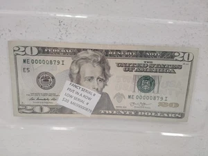 2003 $20 Bill Extremely Low Serial Number 879 Uncirculated  - Picture 1 of 1