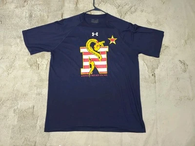 Mens Large Loose Fit Under Armour Navy Midshipmen Dont Tread On Me Blue T Shirt - Image 1 of 4