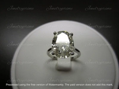 4ct Oval Cut Lab-Created Diamond Cocktail Solitaire Ring 14k White Gold Plated - Image 1 of 3