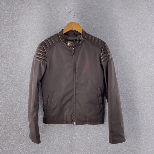 Giacca imbottita commutabile Gucci Leather Yoke 44 Poliestere Brw autentica #ED ZGA