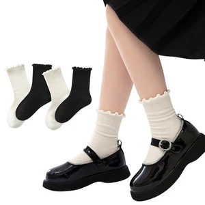 12 Paar Kinder Mädchen feste Baumwolle Blume Mittelrohr Schüler Crew-Socken - Bild 1 von 14