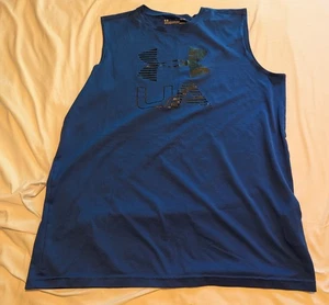 Under Armour Blue Sleeveless Crewneck Tank Top Logo Boys YXL - Picture 1 of 7