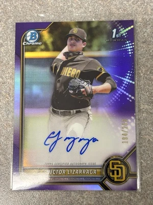 Bowman 2022 - Autógrafos cromados Victor Lizarraga #CPA-VLA refractor púrpura/250  Foto 1 de 3