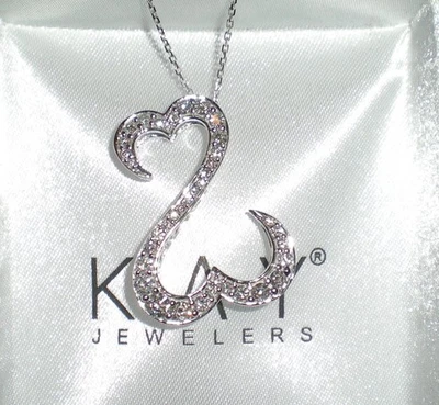 Jane Seymour 14K White Gold Open Hearts 1ct Diamond Necklace 💎 KAY BOX 💎 RARE! - Image 1 of 4