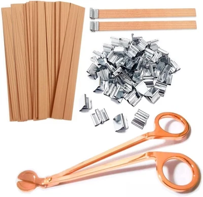 100Pcs Wood Wicks for Candles Making, 5.1X0.5X0.04Inch Wood Candle Wicks Natural - Image 1 of 4