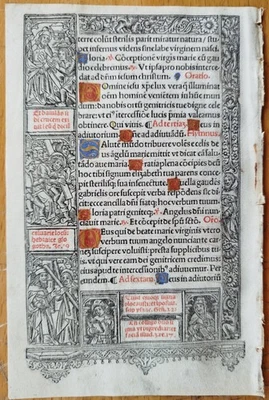 Pergament Stundenbuch Blatt Horae Gold Initialen Kerver Paris 1505 (C) - Image 1 of 2