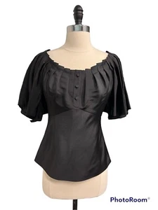 Zac Posen black silk balloon sleeve blouse - Imagen 1 de 10