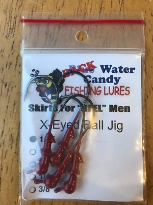 Señuelos con cabeza de plantilla de pesca de caramelo de agua azul, plantilla de bola con ojos X 1/16 oz rojo (NUEVO) cantidad-4 Foto 1 de 4