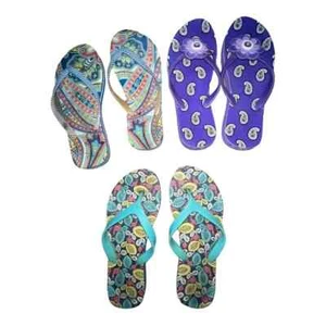 Vera Bradley Lot of Three Flip Flops Med 7-8 Happy Snails Marina Paisley Violet - Picture 1 of 7